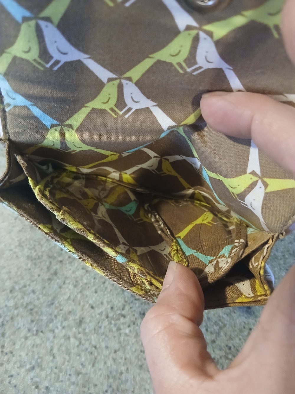 Vera Bradley Canvas Bird-Print Wallet in Brown and Yellow - Picture 8 of 10